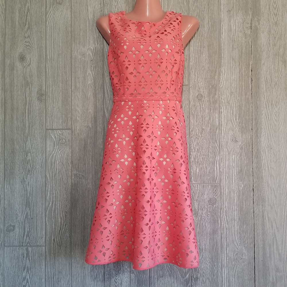 NWOT Adrianna Papell Pink Coral Cut Out Dress
